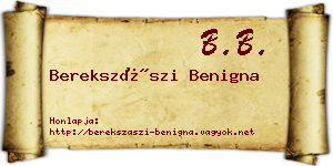 Berekszászi Benigna névjegykártya